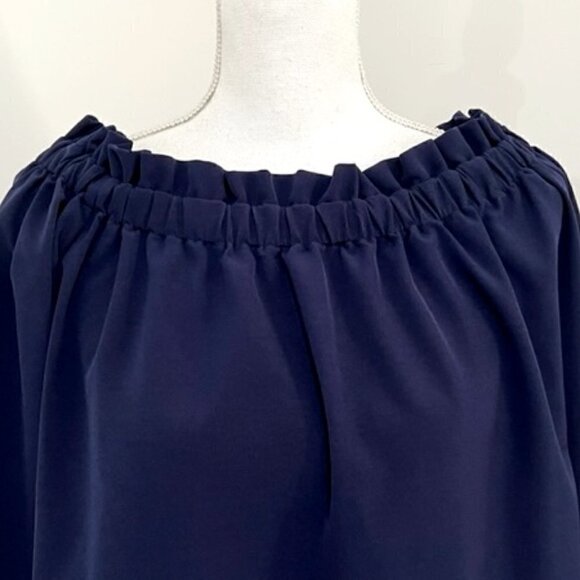 Ixiah Navy Blue Off The Shoulder Tent Mini Dress Tunic - Picture 2 of 6